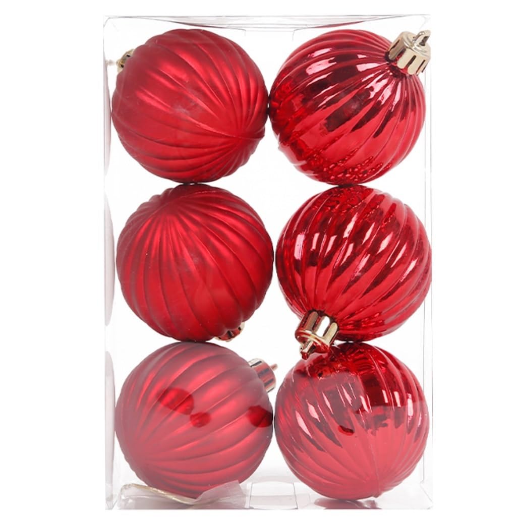 Weihnachtskugeln 6 Stück Weihnachtskugel-Ornamente, Hängende Ornamente, Dekorative Kugel, Baum-Hängedekoration, Bruchsichere Weihnachtskugeln Weihnachtsdeko,Christbaumkugel(Rood,8cm/3.14inch)