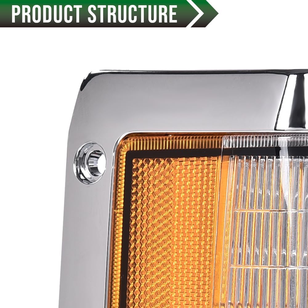 GRAND ORANGE Front Parking Corner Side Marker Signal Lights Compatible with Nissan D21 1990-1994 & Nissan Pickup 1995-1997 Parking Turn Signal Light Left Driver & Right Passenger Side Chrome Housing