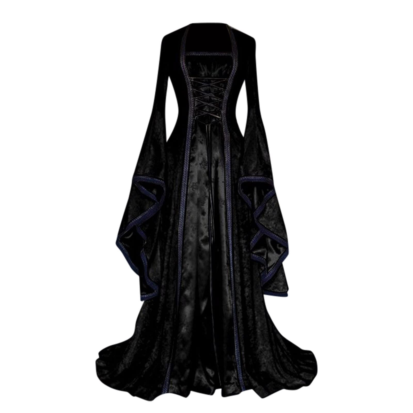 Vestito Medievale Donna Nobile Elegante, Costume Halloween Vittoriano Curvy Lungo, Abito Gothic Rinascimentale, Vestiti Cosplay Maniche a Pipistrello, Costumi Travestimento Principessa Feste