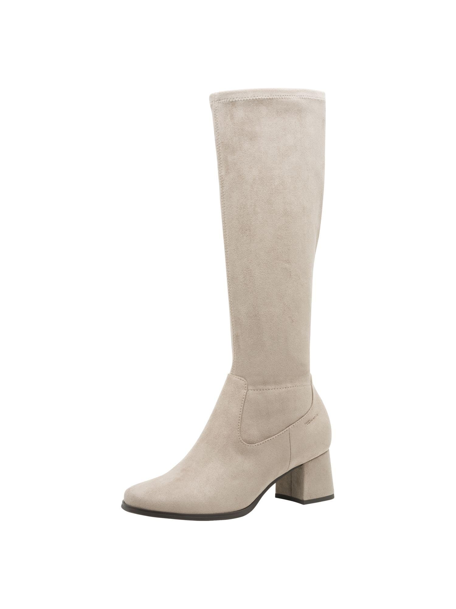 Tamaris Comfort Women’s Boots with Block Heel Square Toe, Grey, 6,5 UK