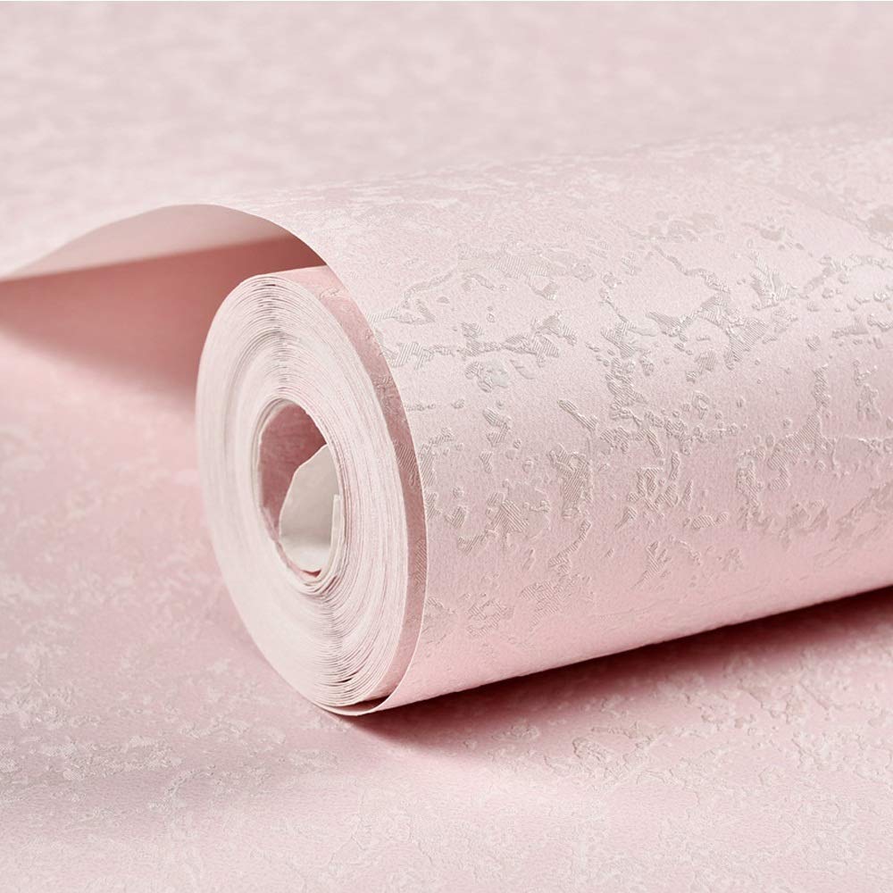 LIMIAO Modern minimalist fashion mottled living room Contact paper    bedroom pure pigmented thick non-woven wallpaper (Color : Pink)