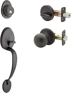Copper Creek CZ2610xBK-TB Mid-Century Modern Entrance Handleset in Tuscan Bronze with Ball Knob Interior