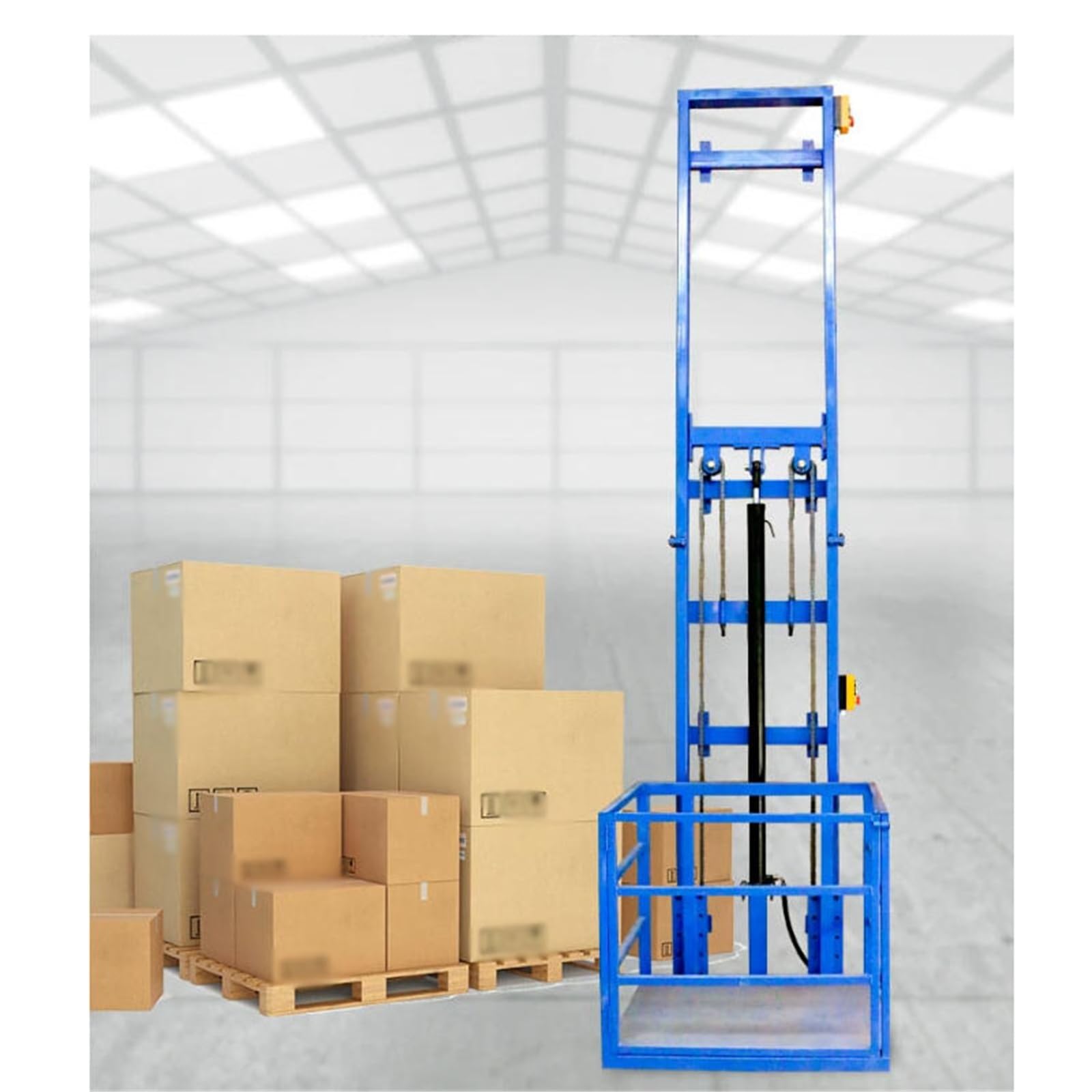 Hebebühne Hydraulischer Lastenaufzug, vertikaler, industriell Materialtransport | Warenhebeplattform for den Lager- und Heimgebrauch. Hubhöhe: 2 Meter (6,56 Fuß)