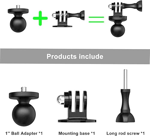Miniatura 7 de Adaptador de montaje de bola de 1 pulgada para Insta360 One X2, X, One R, RS, GO 2, GoPro Hero, compatible con soportes de cabeza de bola RAM tamaño