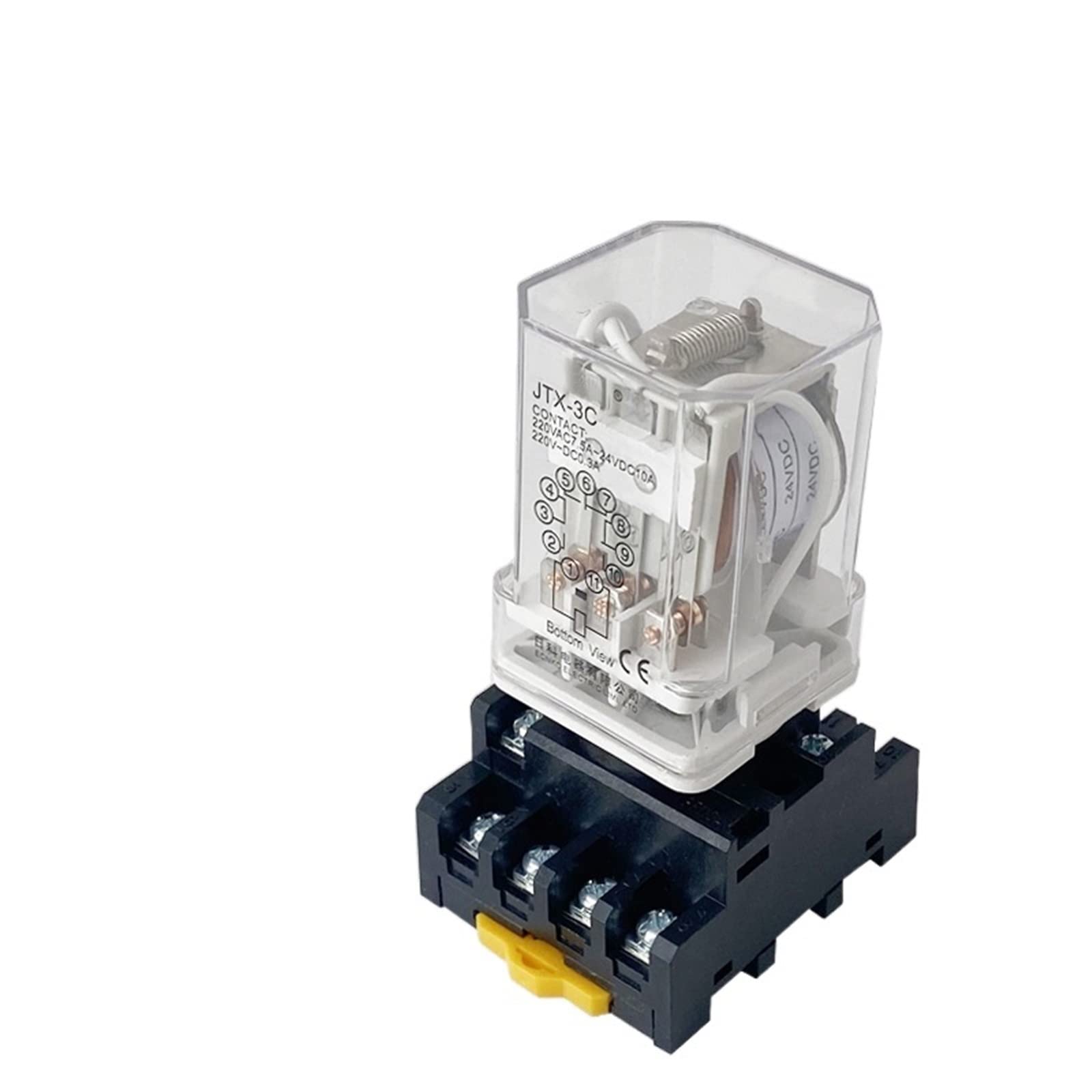 Relè elettromagnetico JTX-3C montato su guida DIN JTX-3Z AC 220V 110V 380V DC 24V alimentazione elettrica 11 pin con base for zoccolo relè