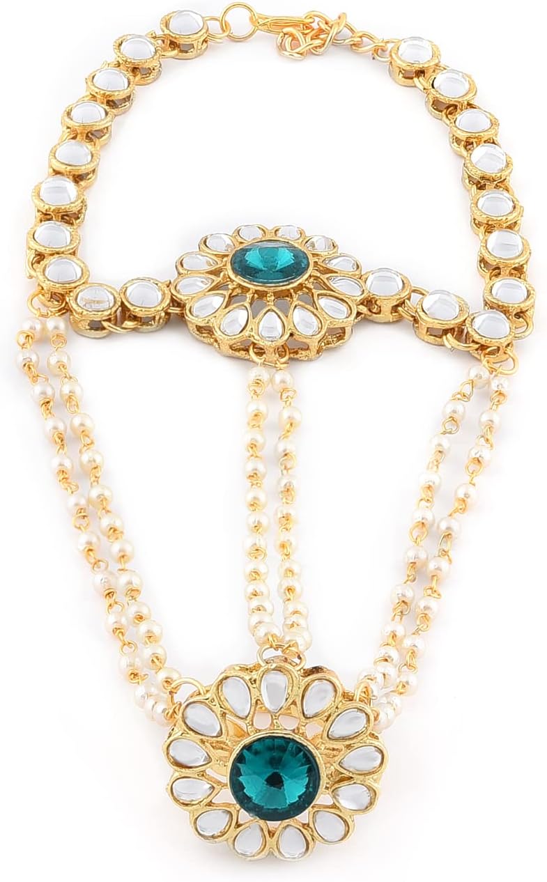 ZAVERI PEARLS Strand Bracelet For Women (Golden) (Zpfk8713)