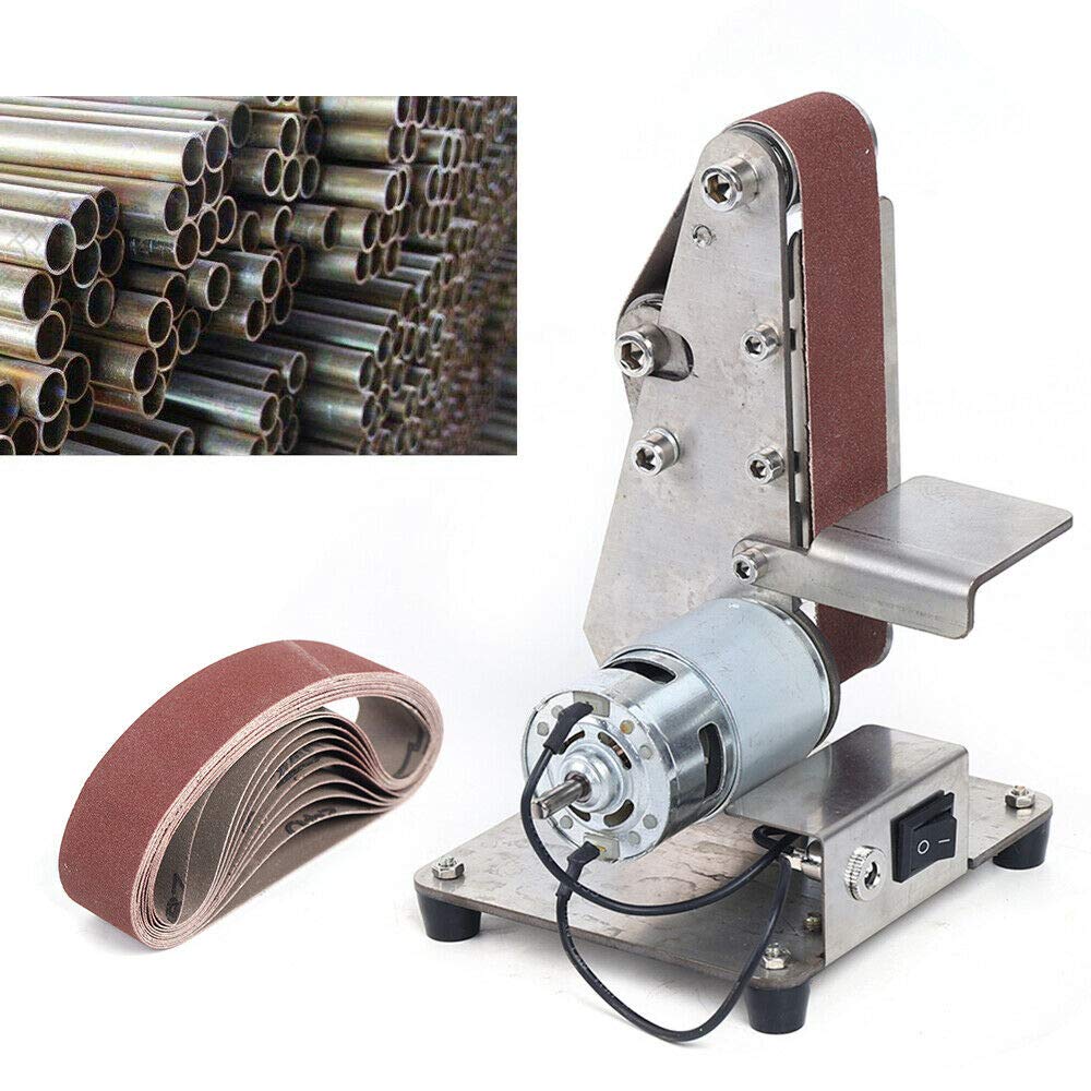 Electric Belt Sander Machine Mini, DIY Mini Belt Sander Cutter Edge Sharpener Polishing Grinding Machine (775-Motor)