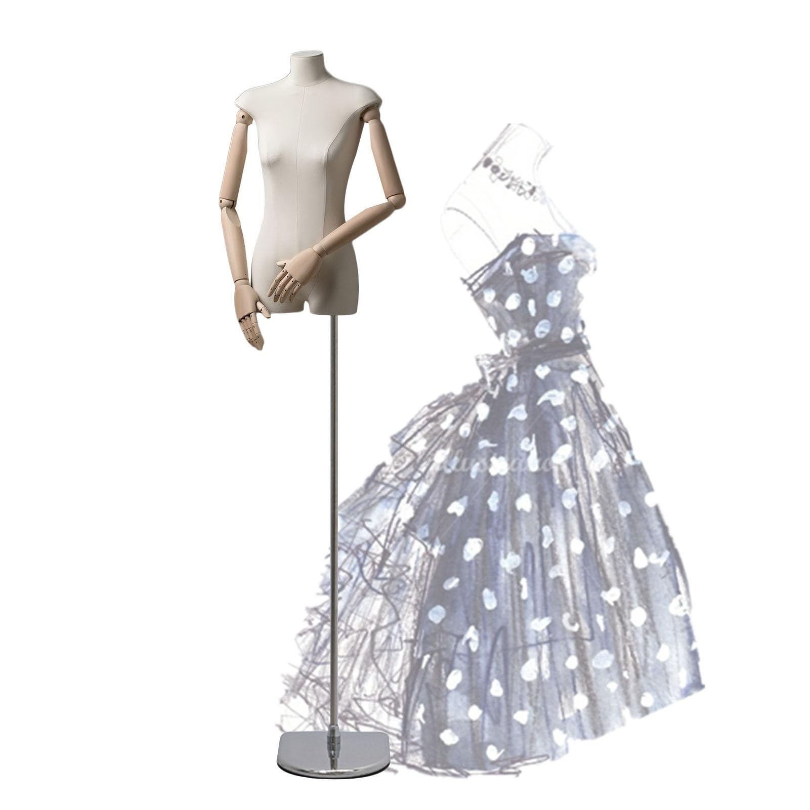 Maniquí para venta minorista de moda con altura ajustable de 167 a 230 cm para sastrería