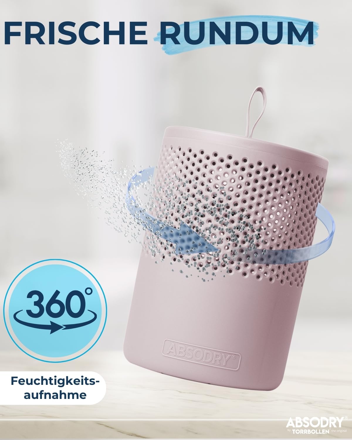 ABSODRY Luftentfeuchter ohne Strom bis - Inklusive Nachfüllpack - Aus recyceltem Kunststoff - Raumentfeuchter für Wohnzimmer Badezimmer Keller - Entfeuchter Wohnung - 4er-Pack (4 X Pink)