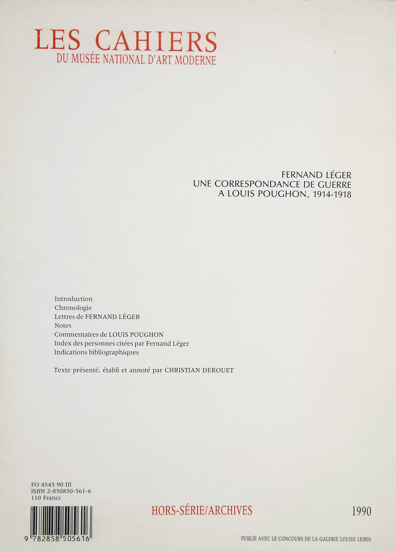 Les Cahiers du Musée d'art moderne - Hors série. Fernand Léger - Une correspondance de guerre