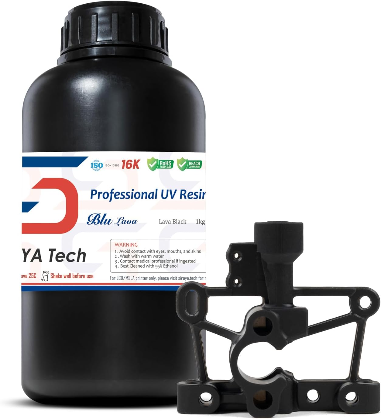 Blu Lava Black: Ultra-Tough PC-Like 3D Printing Resin | High-Strength, High-Resolution, Functional Printing, Engineering-Grade Printer Resin for LCD/DLP Printers (1kg)
