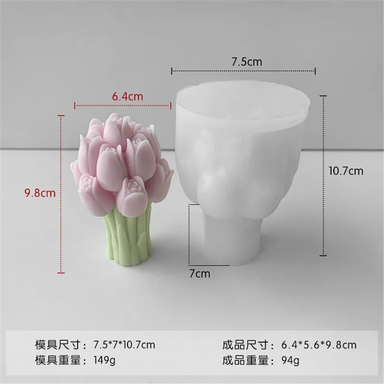 Molde Velas Perfumadas Moldes de silicona for velas con ramo de lavanda 3D, hecho a mano, flor de tulipán, jabón de resina, molde de escayola, herramienta de fabricación for manualidades, hogar, 1 Uds