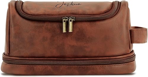 Miniatura 8 de Neceser de cuero personalizado para hombres, bolsa de viaje hecha a mano para marido, novio, papá, cumpleaños, aniversario, boda, padrinos de boda,