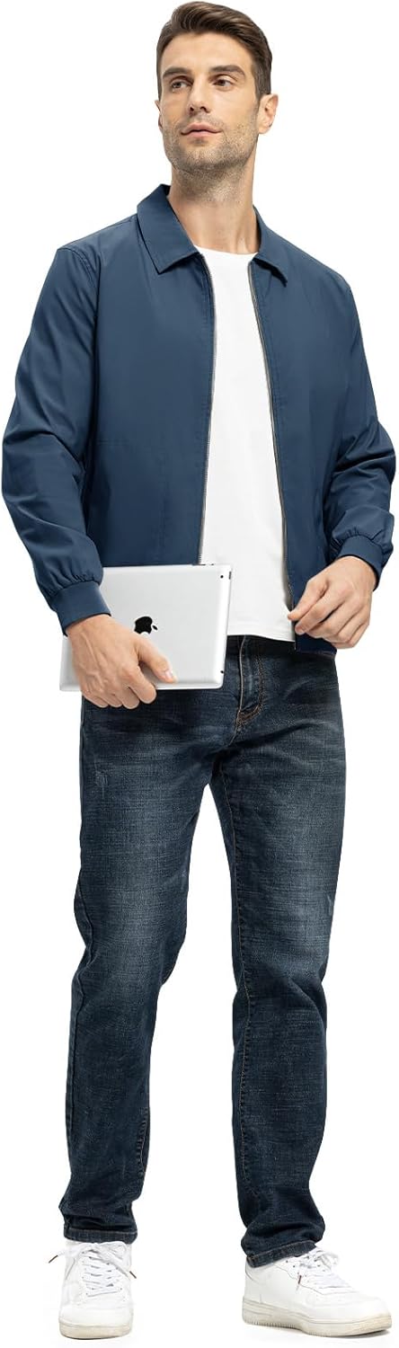 TBMPOY Mens Lightweight Jackets Casual Stylish Windbreakers for Men Light Track Jacket Laydown Collar Fall Golf Coats - Image 6