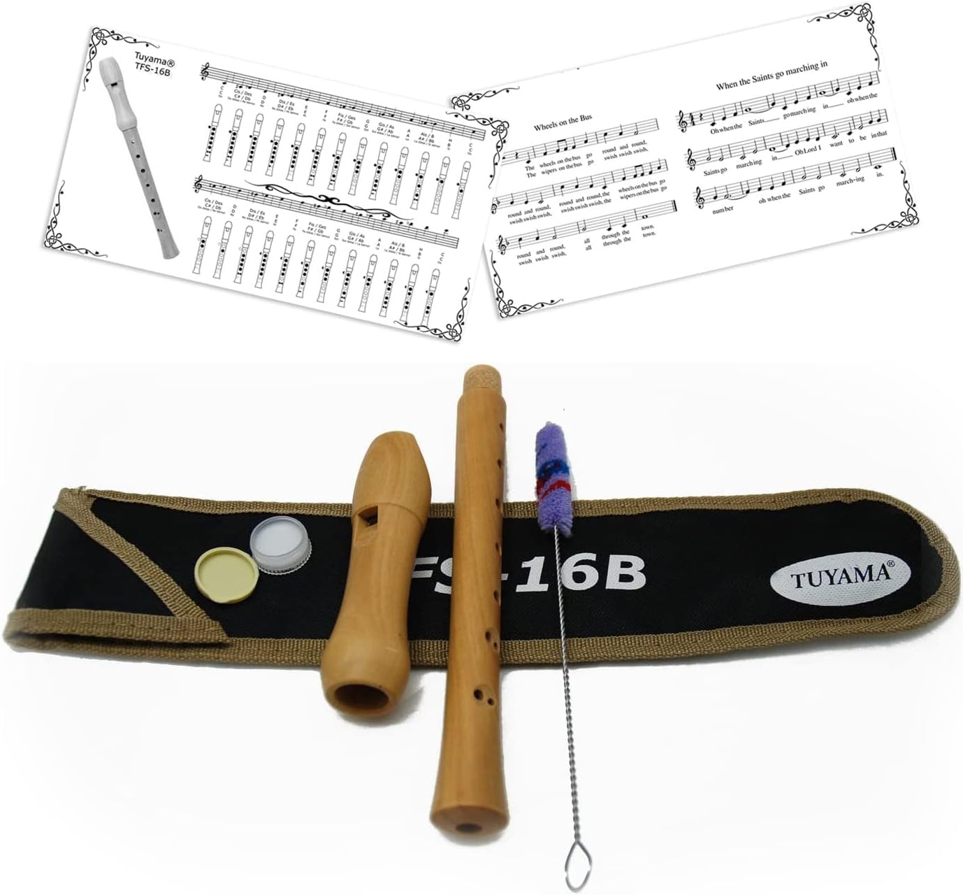 Starter-Bundle mit Tuyama TFS-16B Sopranblockflöte (barocke Griffweise) sowie 'Jede Menge Flötentöne' Band 1 inkl. CD - Ideal für Einsteiger - ISBN: 9783940069757