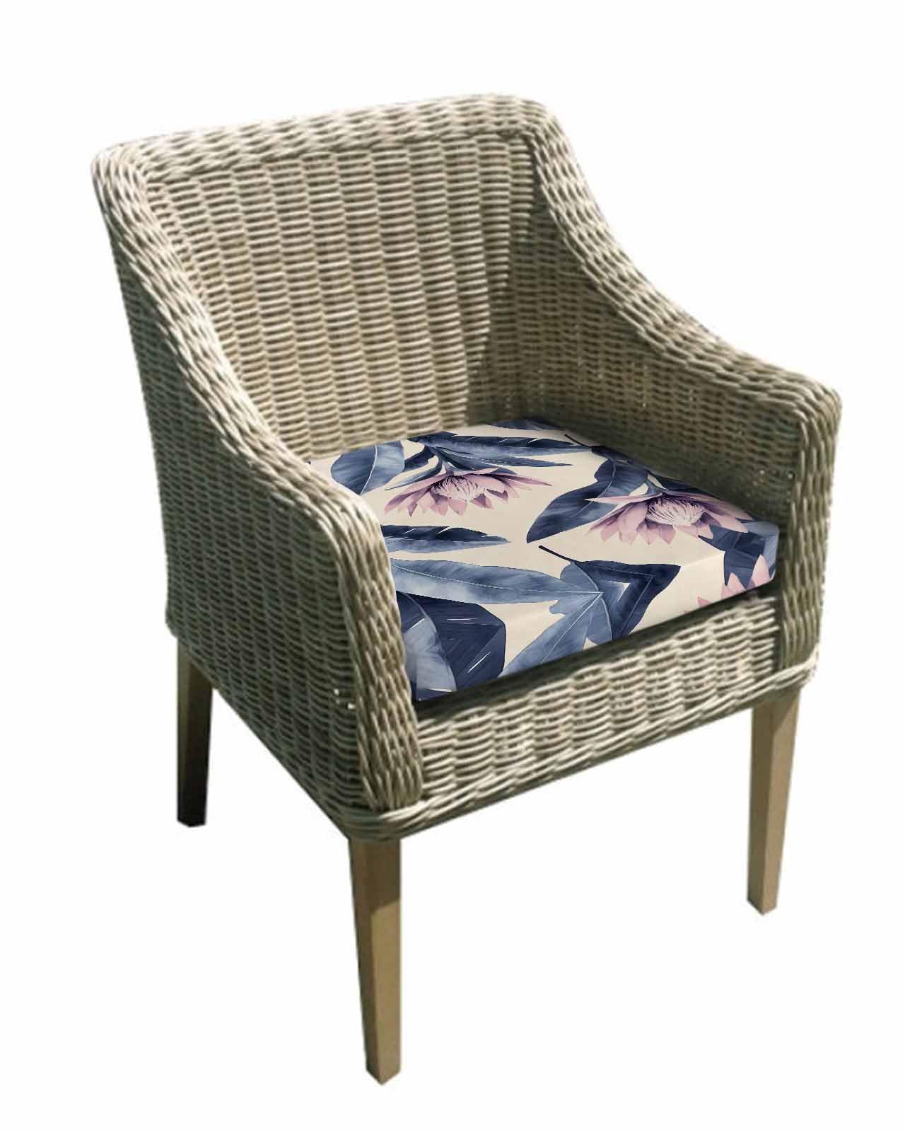 2 Pack Blue Pink Purple Floral Waterproof Cushion Covers with Ties, Outdoor Patio Chaise Lounge Chair Seat Cushion Slip Covers Replacement(Only Cover) Blooms Botanical Oil Painting 22