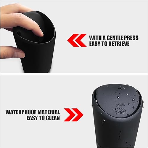 Miniatura 6 de 1 bote de basura para automóvil con tapa, 6.2 pulgadas x 2.5 pulgadas, contenedor de almacenamiento portátil de silicona suave 3R, universal,