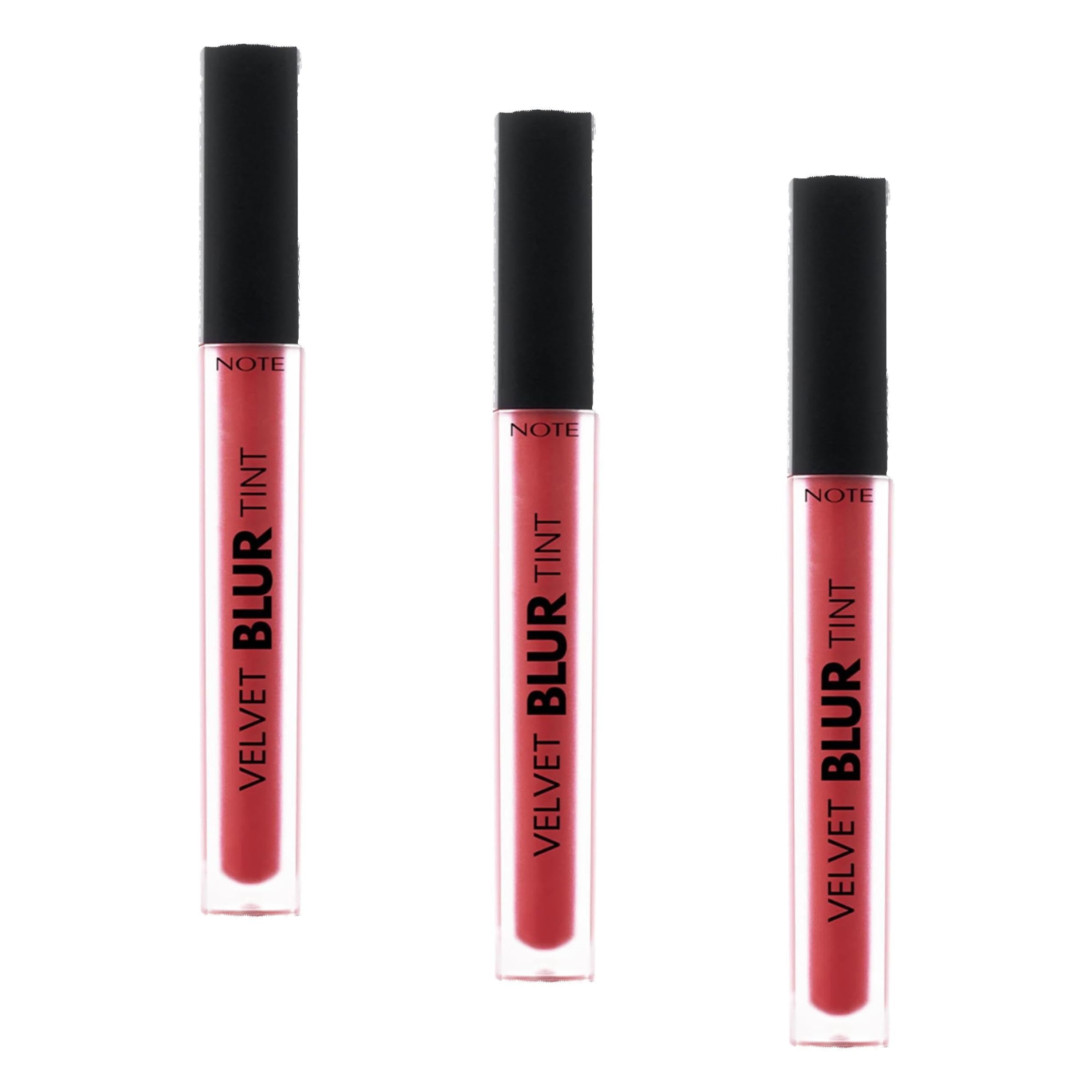 Note Cosmetics Velvet Blur Tint Kadife Bitişli Nemlendirici Mat Ruj - 04 Rust Red - Pembe (3 paketi)