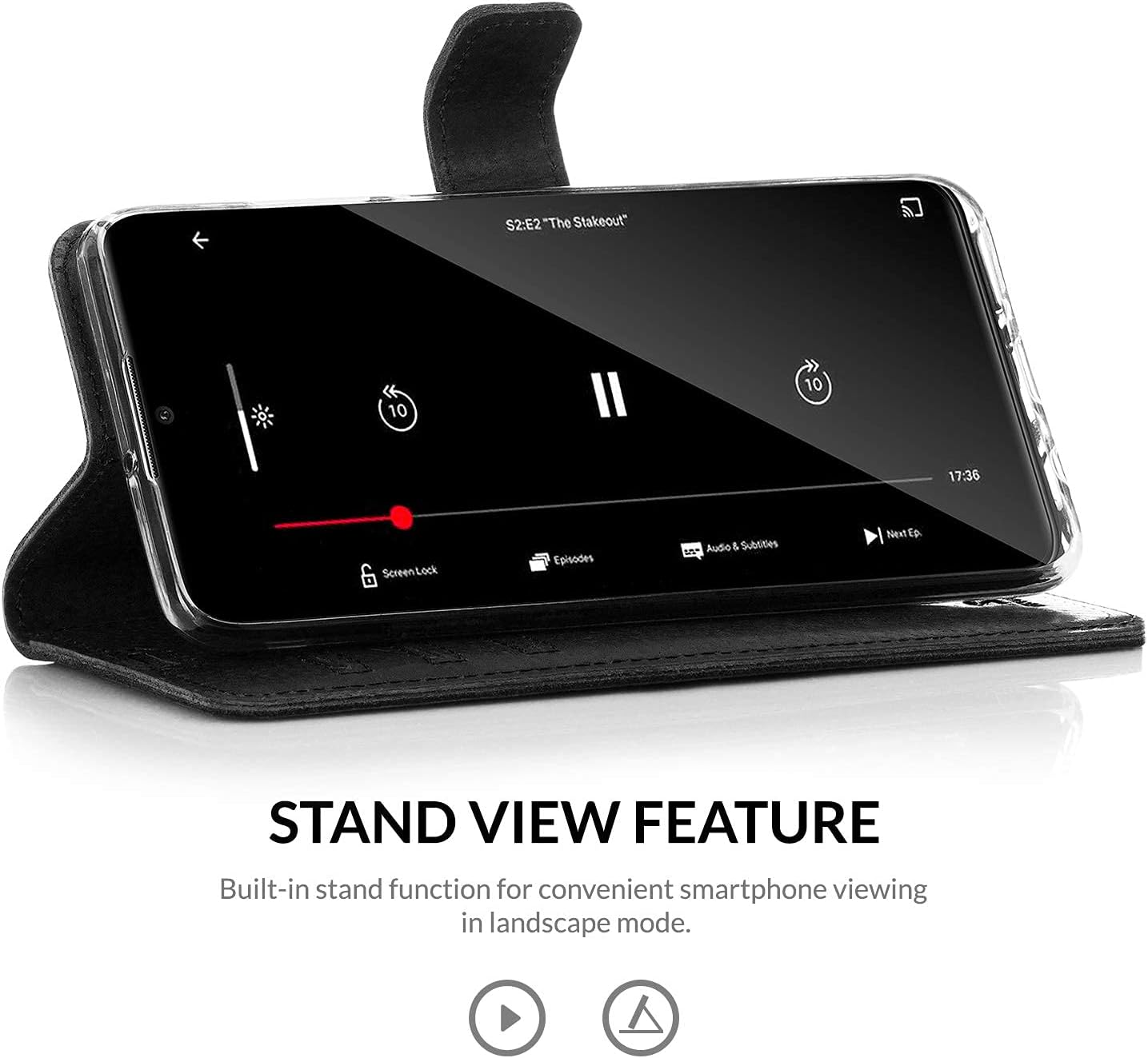 SURAZO Leather Case Compatible iPhon XR Case Wallet Leather Genuine - RFID 3 Card Slots & Cash Pocket - Secure Magnetic Closure Plus Stand Function - Flip Folio Cover Black