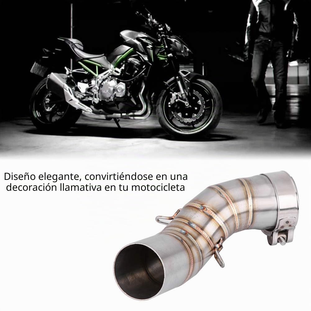 Tubo medio de escape para motocicleta, acero inoxidable corto para motocicleta de 51 mm, de silenciador de escape completo, conexión de enlace de tubo medio para accesorios Z900 2017-2018