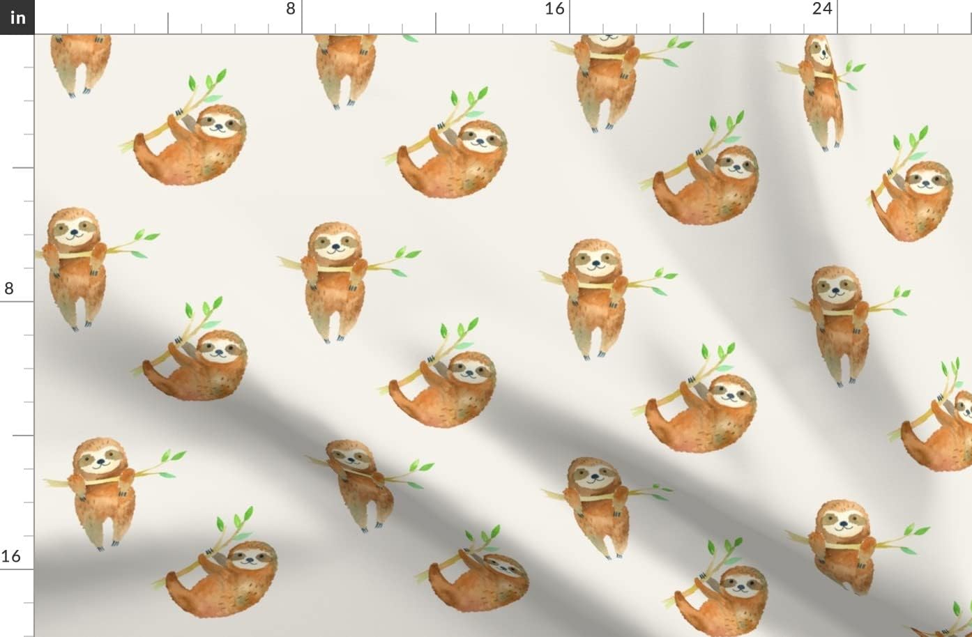Spoonflower Fabric - Neutral White Baby Sloth Sloths Rainforest Cream Animal Nursery Printed on Organic Cotton Sateen Fabric by the Yard - Sewing Quilting Apparel Home Decor