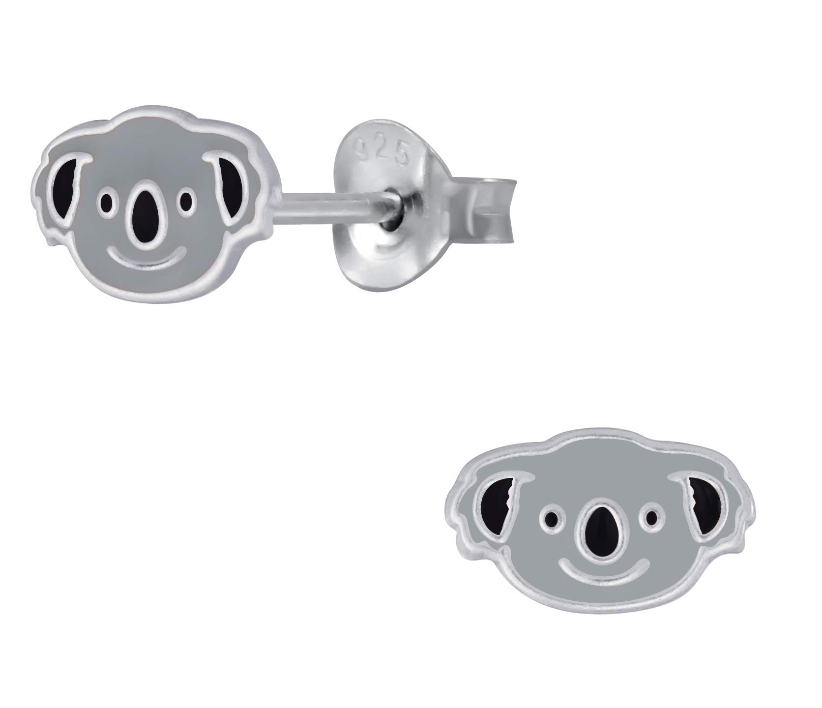 Boucles D'oreilles Koala En Argent 925 - Avec Pierre De Naissance, Hypoallergénique