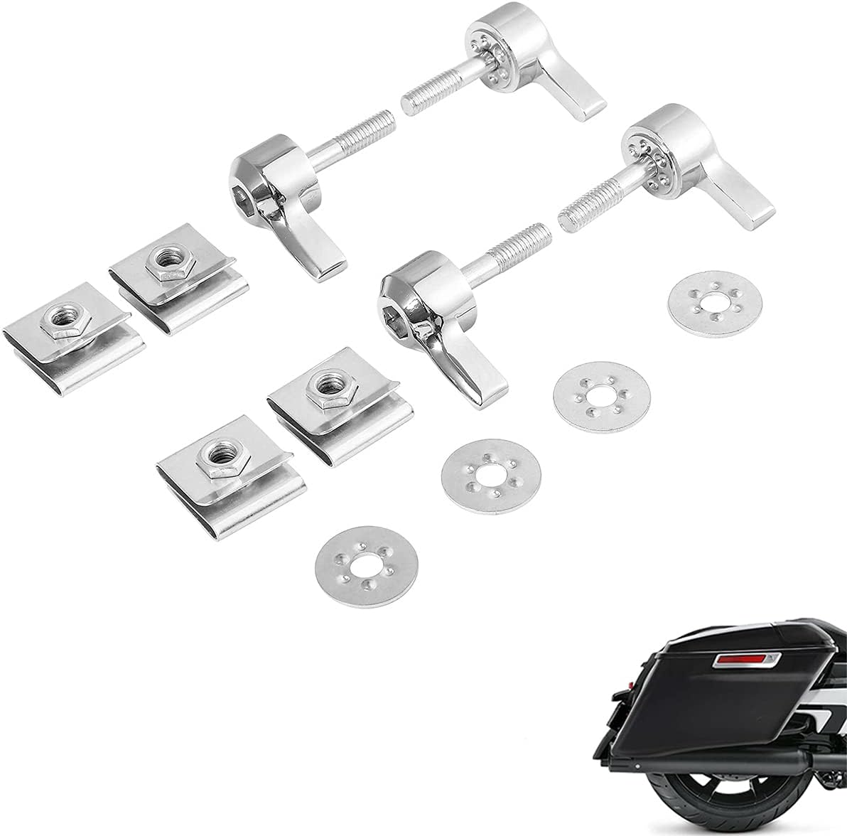 WOWTK Saddlebag Mount Kit, Set of Hard saddlebag Lever Lock mounting for Harley 1993-later All Touring Models FLT FLHT FLHTCU FLHRC Road King Street Glide Electra Glide,Chrome