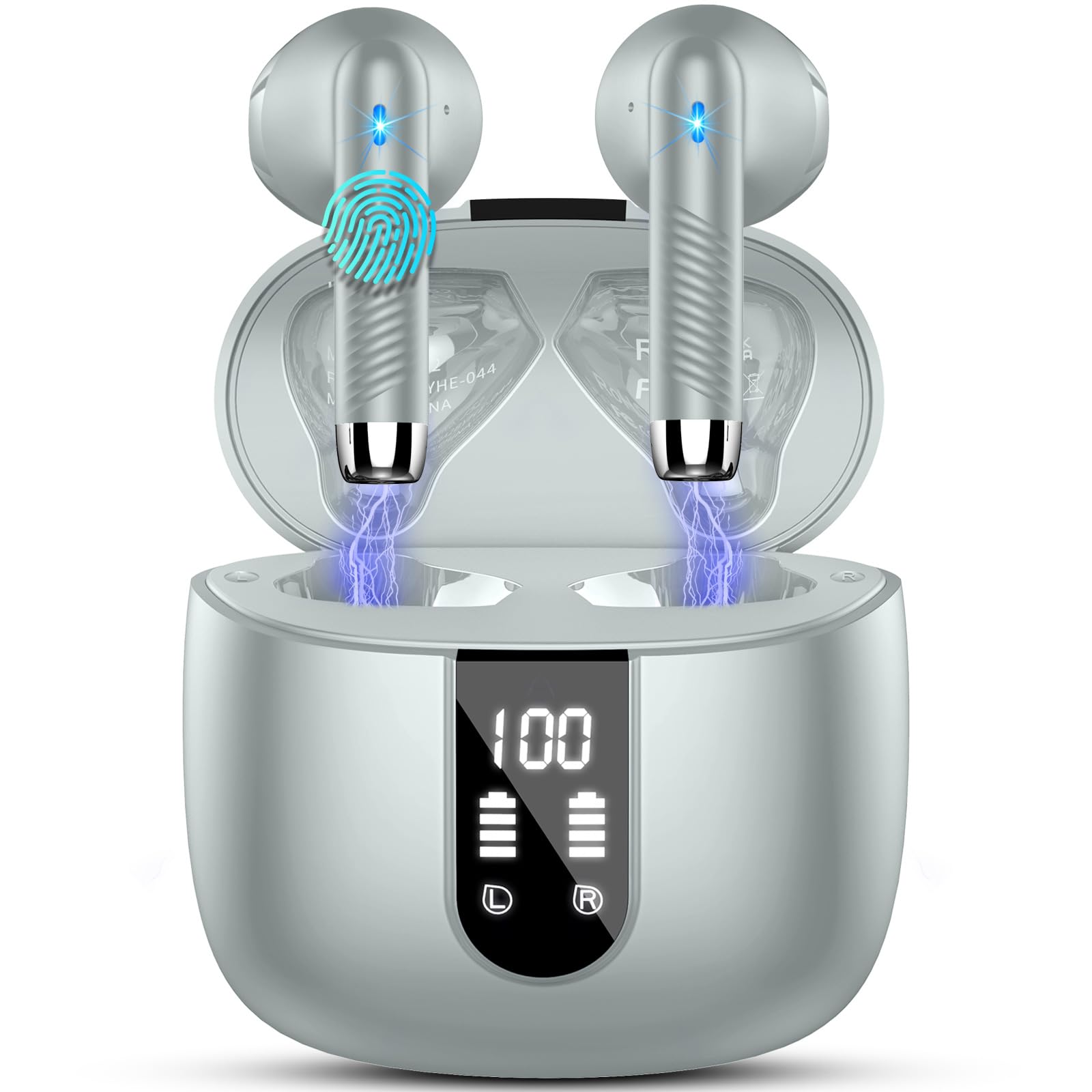 Wireless Earbuds, Bluetooth 5.4 Headphones NEW Wireless Headphones with 4 ENC Mic, 56H Bluetooth Earphones in Ear Noise Cancelling Deep Bass, Mini Ear Buds Bluetooth Earbuds IP7 Waterproof LED DisplayCarbonfree CertifiedClimatePartner certified