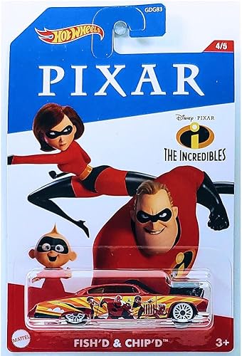 Miniatura 4 de Hot Wheels Serie de personajes de película ~ Los Increíbles - Carro fundido a troquel - GJV21 4/5 ~ Fish'd & Chip'd - Rojo ~ Escala 1:64