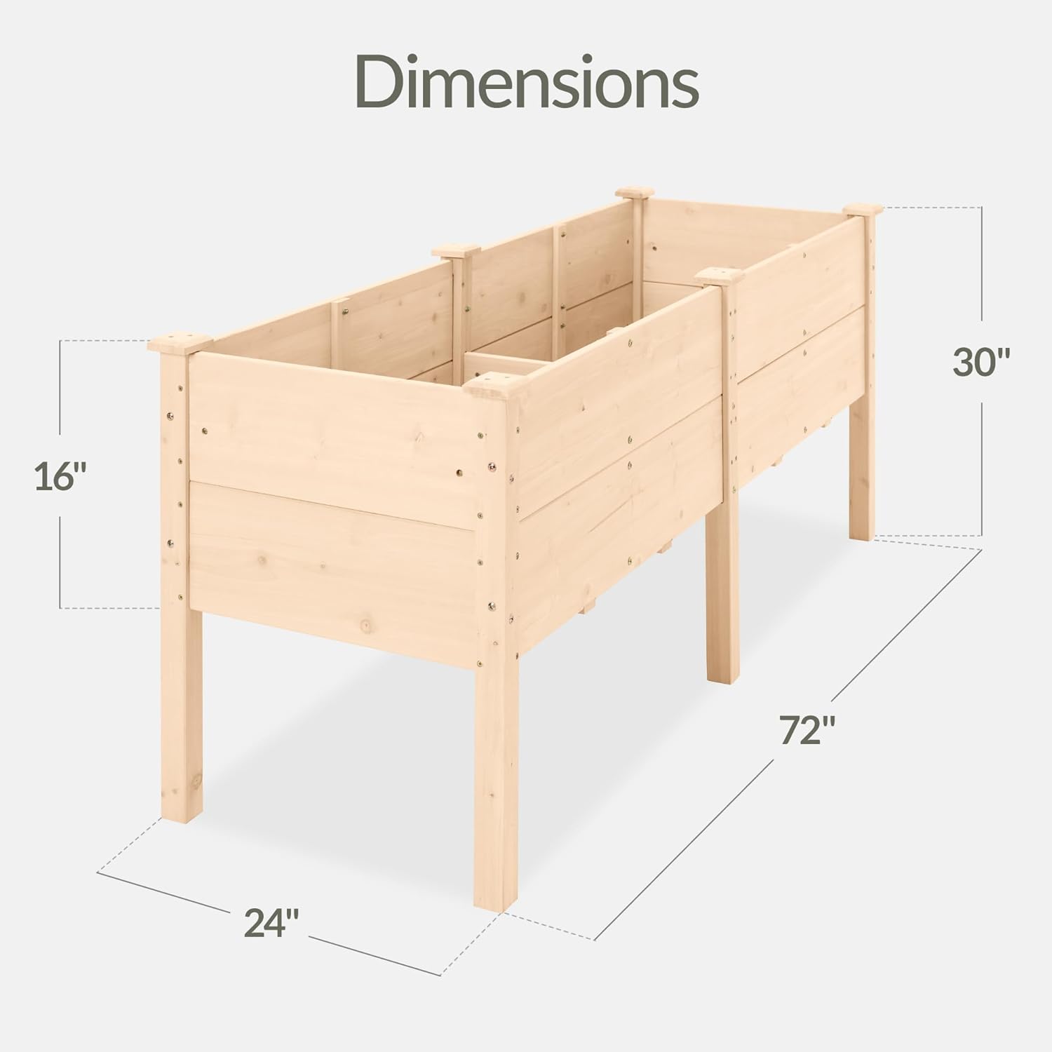 Best Choice Products 72" x 24" x 30" Raised Garden Bed with Extra Deep 16" Depth, Elevated Wood Planter Box Stand for Backyard, Patio, Balcony, Natural Fir Wood - Natural