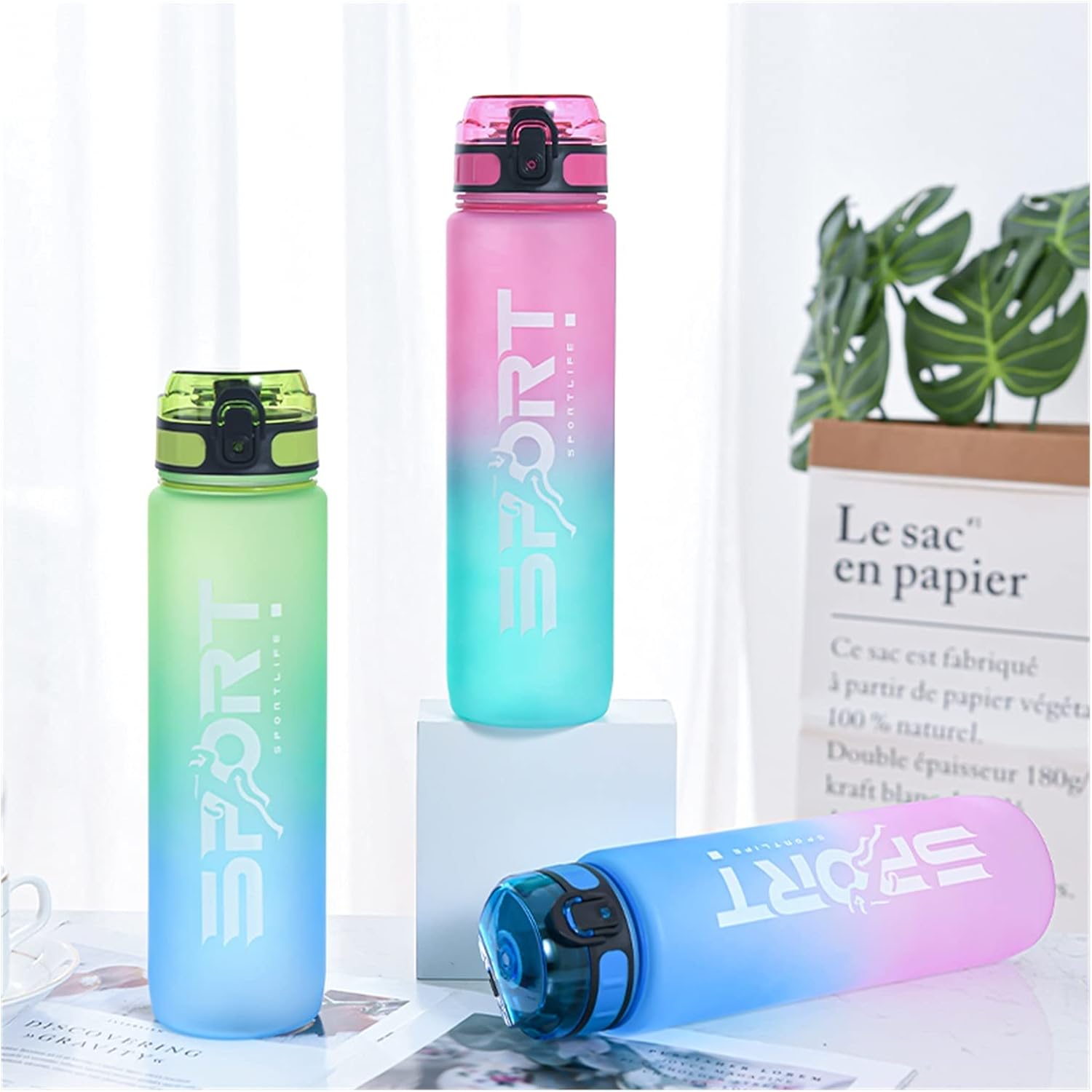 Water Bottle 1L Sport Bottle Water Cup Bottle Outdoor Travel Portable Leak Proof Drink Glass Home Plastic Fitness Glass No BPA water bottle