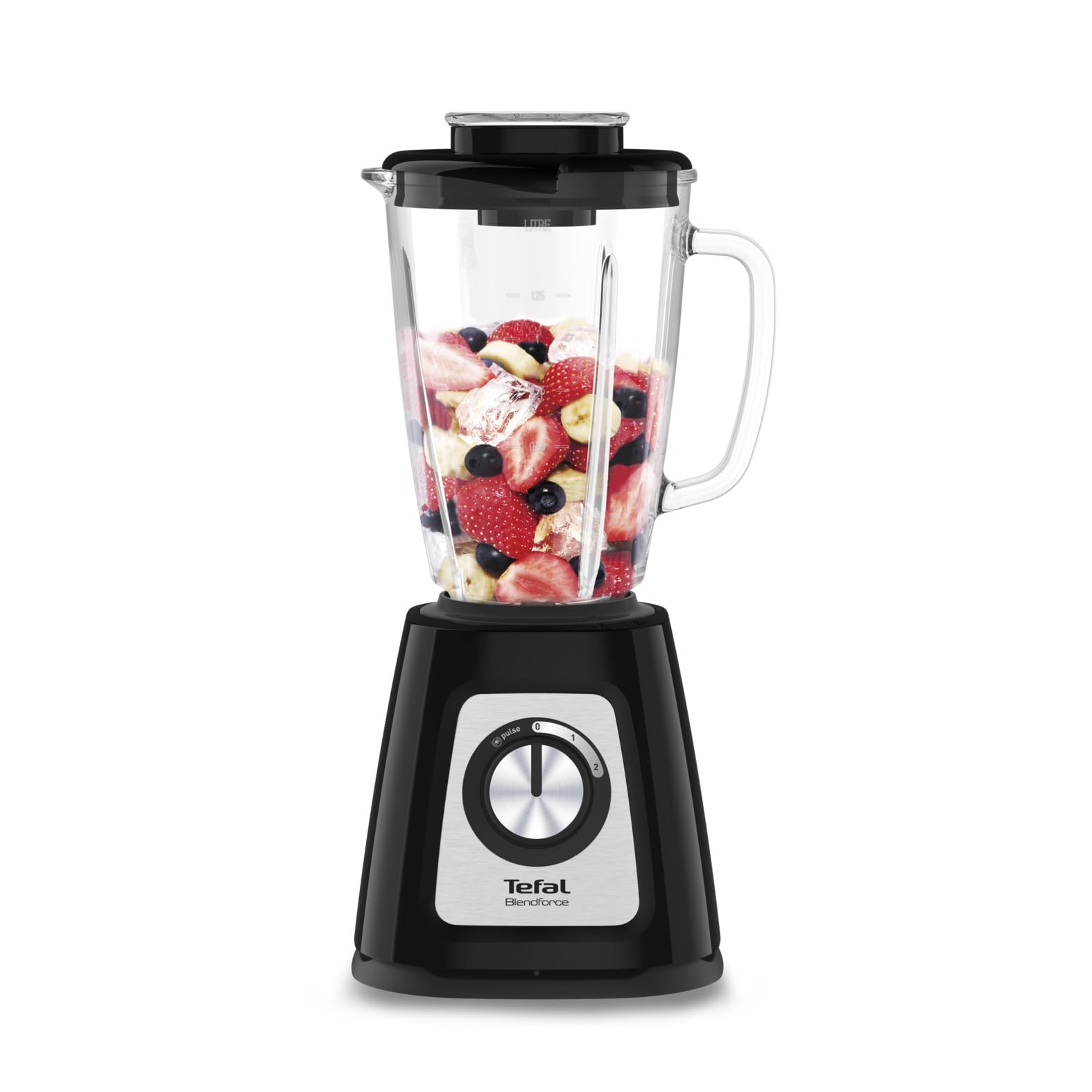 Tefal Blendforce 2 Standmixer, 800 Watt, Powelix-Technologie, stoßfester 1,75 L Behälter aus Thermosglas, Mixer mit Luftkühlsystem, einfache Reinigung, Behälter spülmaschinengeeignet, Schwarz, BL4358