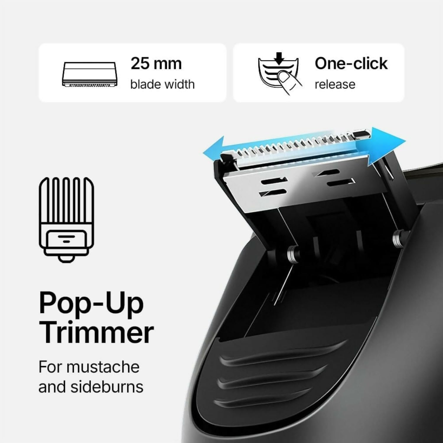 Oryzon ProCut – Precision Men’s Shaver with 4D Blades, Waterproof Wet/Dry Use, Pop-Up Trimmer, LED Display & 60-Min Battery (Black)