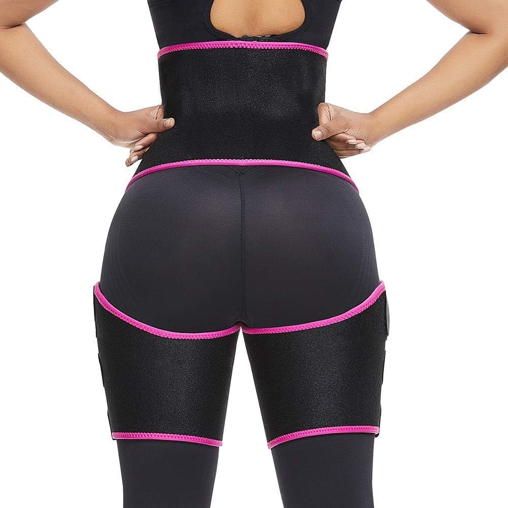 3 in 1 Waist Thigh Trimmer and Butt Lifter, Waist Trainer for Women Weight Loss Adjustable Slimming Body Sweat Shaper for Workout High Waist (Rose Red XL)