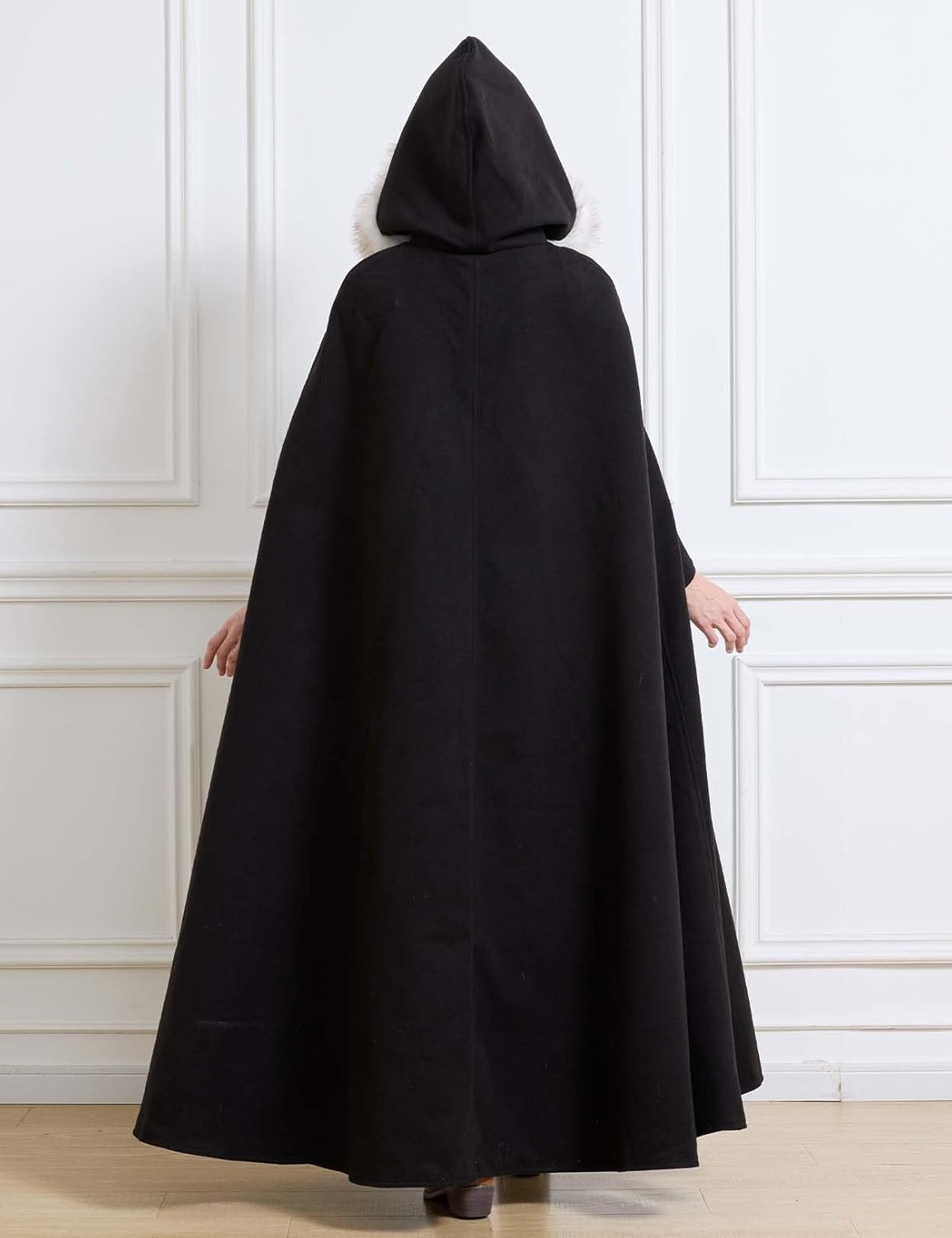 BEAUTELICATE Renaissance Hooded Cloak Cosplay Medieval Wool Blend Halloween Winter - Image 5