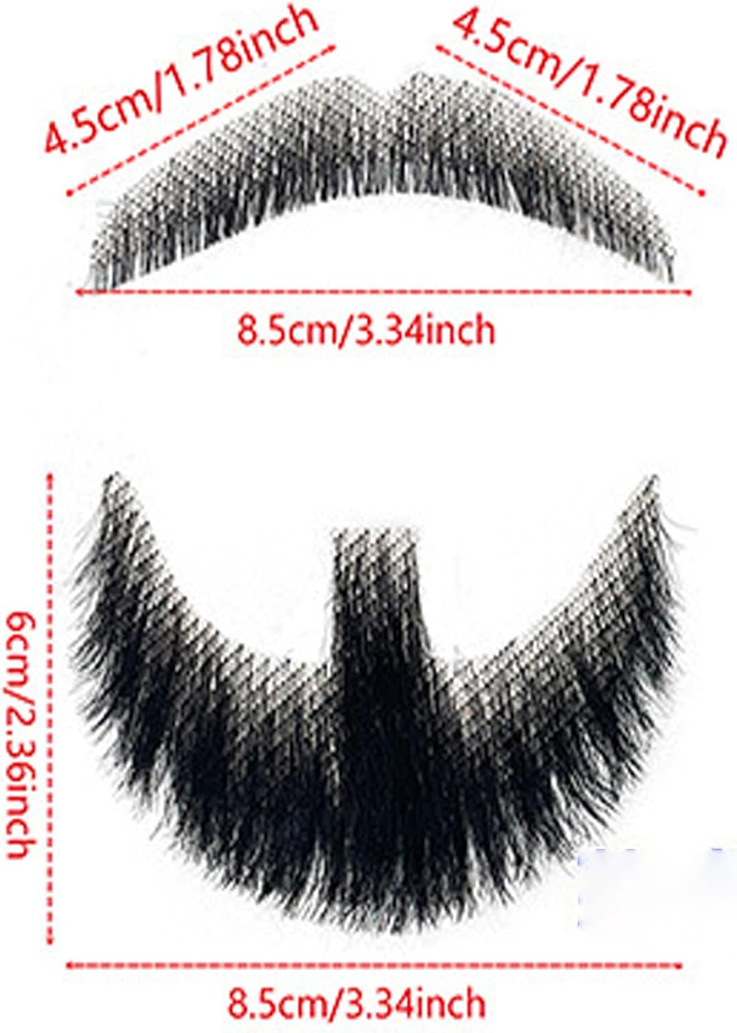 Fake Mustache Realistic Beard Goatee Beard, 100% Human Hair Full Hand Tied Fake Goatte, False Beards Lace Invisible Facial Hair for Halloween Dressing Men Makeup Entertainment