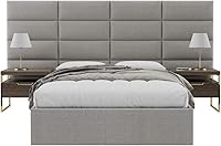 Vista 37 de Vänt - Paneles tapizados de cabecera para montar en la pared, diseño Elizabeth, 120 x 46 pulgadas, configuración de 16 paneles individuales