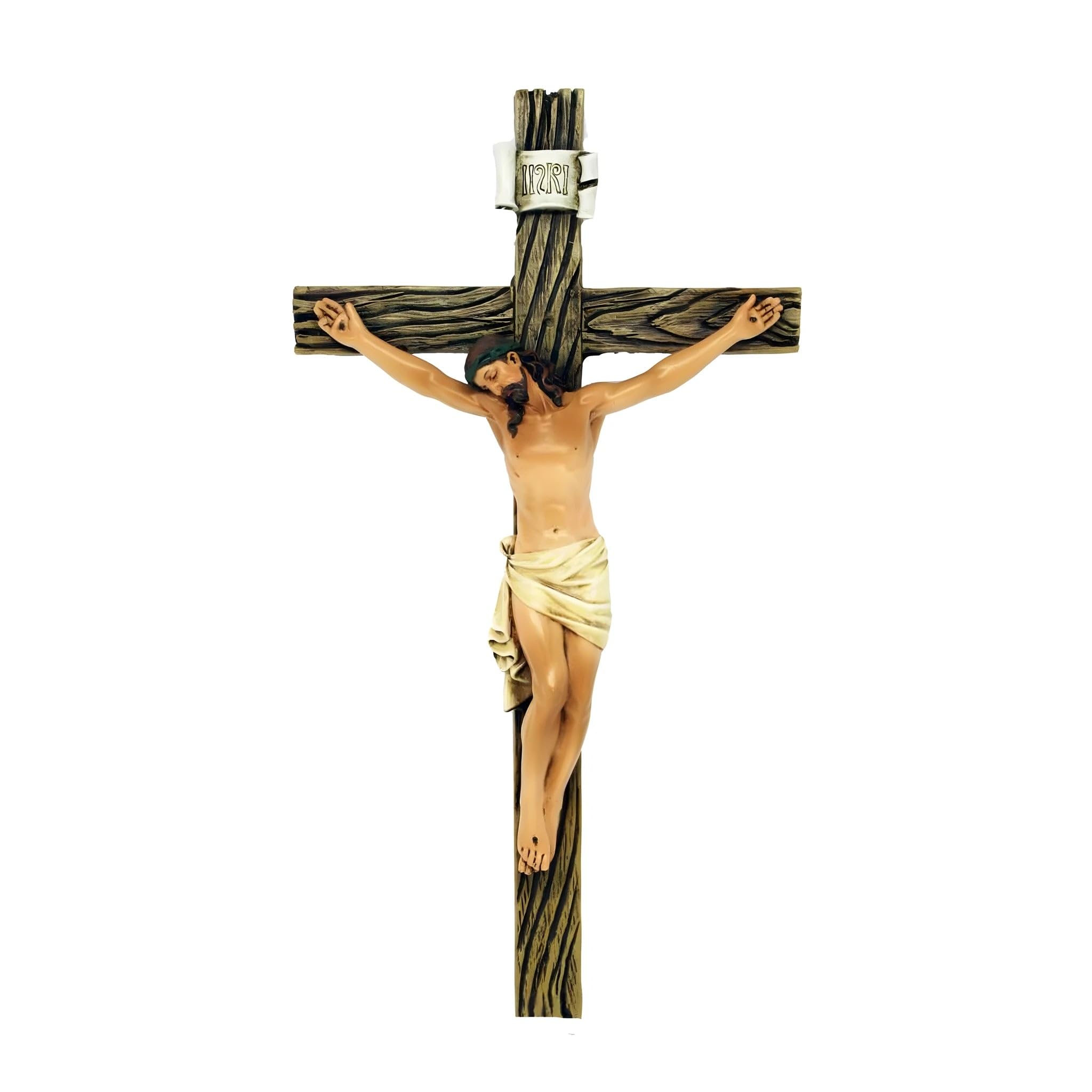 Dolfi | Crucifix Made of Wood Pulp 20 cm | Hand-Coloured Wood in Val Gardena | Nativity Figure