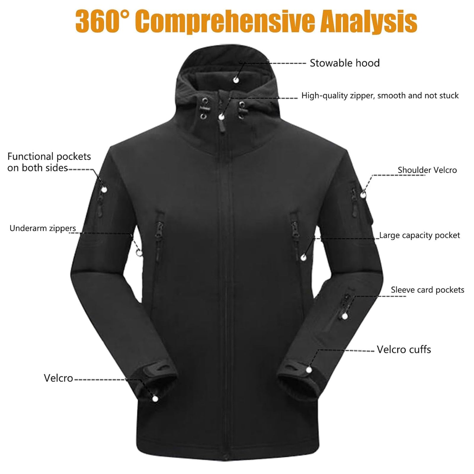 Conjunto de traje militar suave – Ropa de caza de camuflaje, chaqueta táctica impermeable y pantalones para hombre
