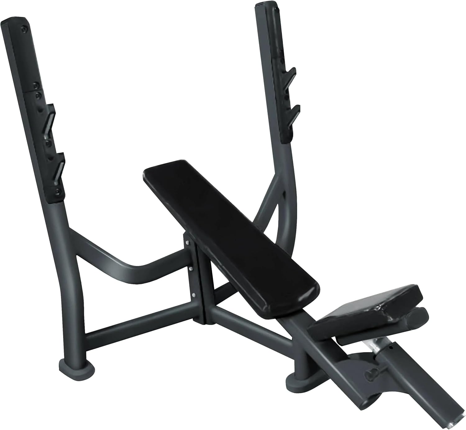 French Fitness FFB Black Olympic Incline Bench – Durable 11 Gauge Steel, Adjustable Seat, Dual Catch Bar Positions for Safety, Comfortable Cushions, Max Load 660 lbs