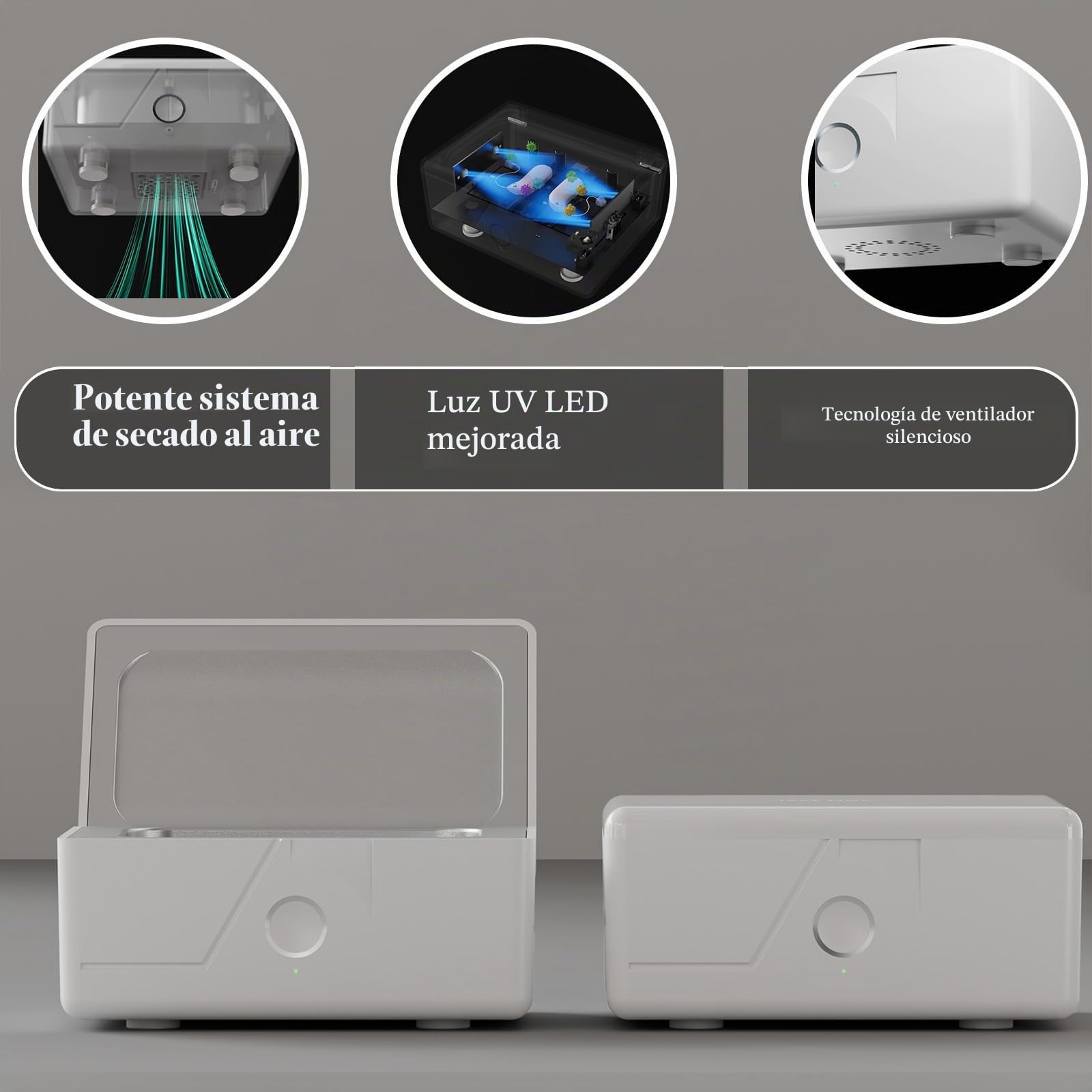 para secado de audífonos automático deshumidificador y coclear electrónica secador UV-C desinfección desinfectante y limpieza