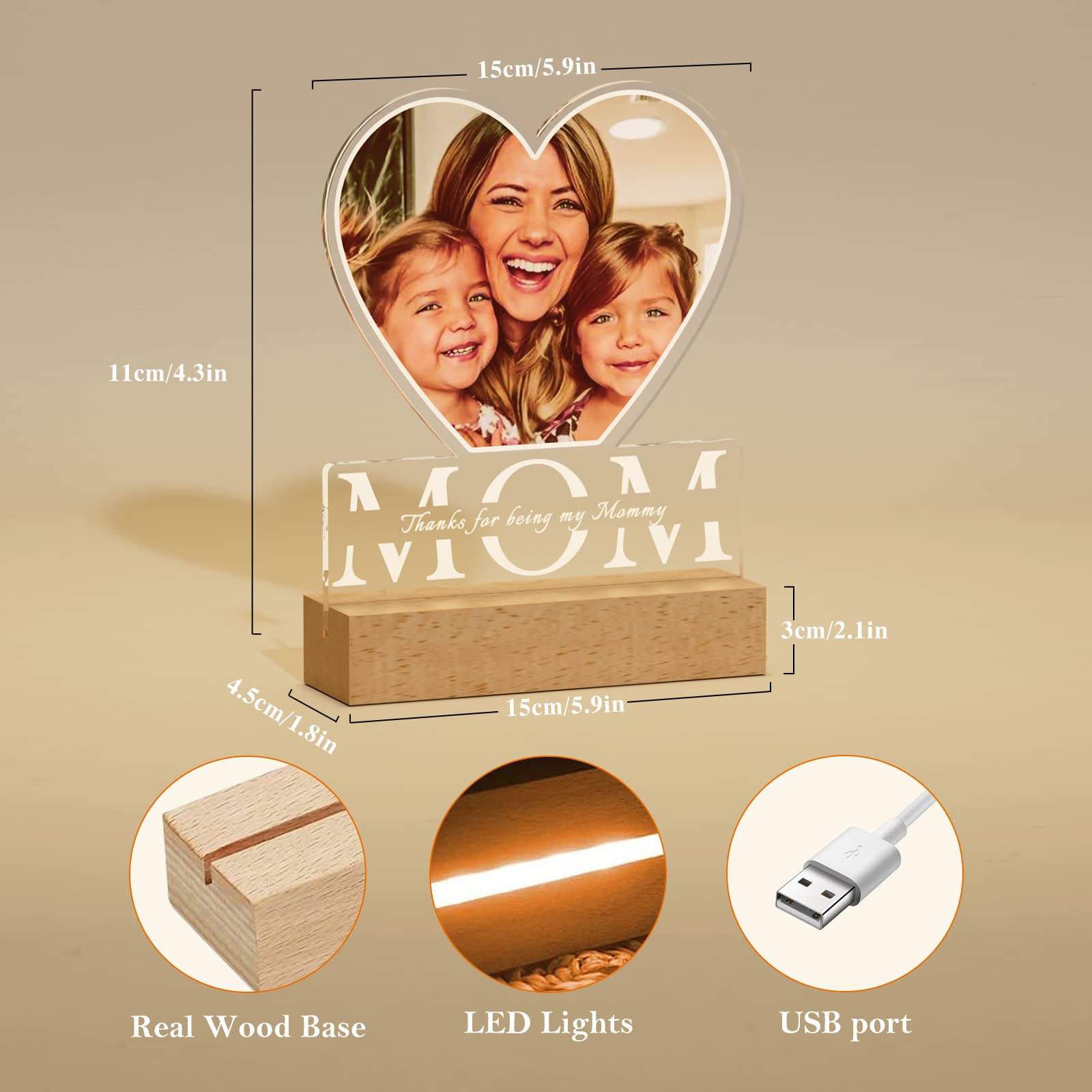 Bemaystar Mothers Day Gifts for Mom - Personalized Night Light