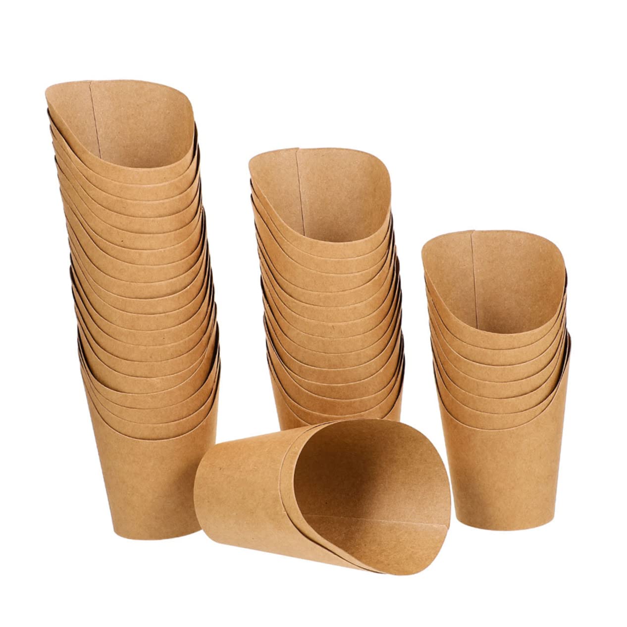 HOLIDYOYO 50pcs Chip Cup Paper Snack Boxes Popcorn Boxes Waffle Cone Paper Cups French Fries Take Out Paper Snack Cups Popcorn Paper Cups French Fry Holding Cups French Fry Holder Khaki