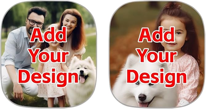 Renewold Custom Personalized Windshield Sun Shade, Add Your Own Photo Fashion 2 Pack Foldable Car Front Window Sunshade, for Most Sedans SUV Truck Auto, Customized Sun Blocker Visor Protector