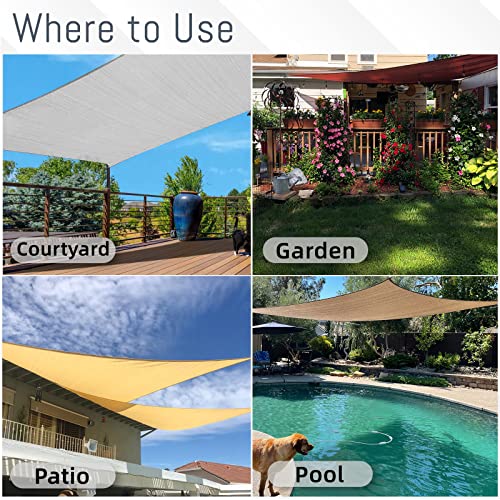 Sunlax Sun Shade Sail, 8'X12' Charcoal Straight Side Rectangle Canopy Shades For Outdoor Patio Pergola Cover Sunshade Sails Uv Blocking Canovas Covers #TOP5