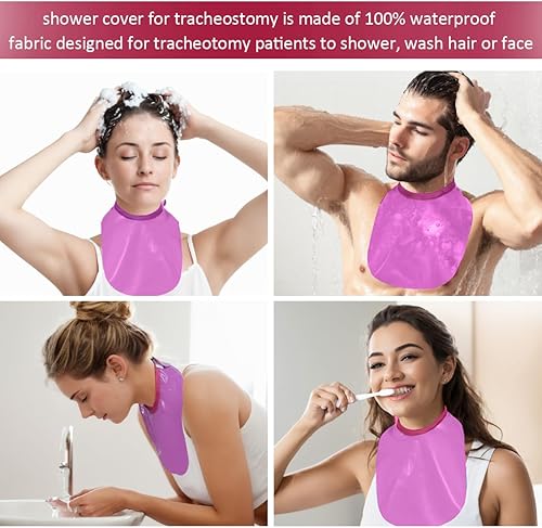 Miniatura 2 de Cubierta impermeable de traqueotomía para ducha, protector de estoma para cuello, protector de comodidad ajustable (rosa, 1 unidad)