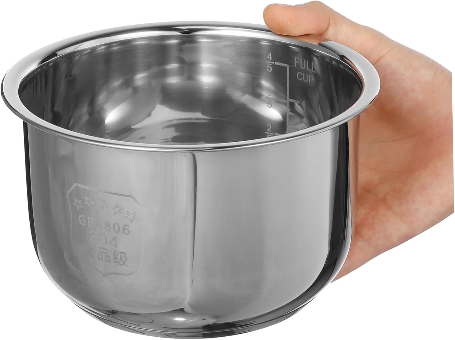 Rice Cooker Inner Pot 2L Stainless Steel Inner Cooking Pot Replacement Universal Rice Cooking Container for Rice Maker Cooker (2L, Silver)