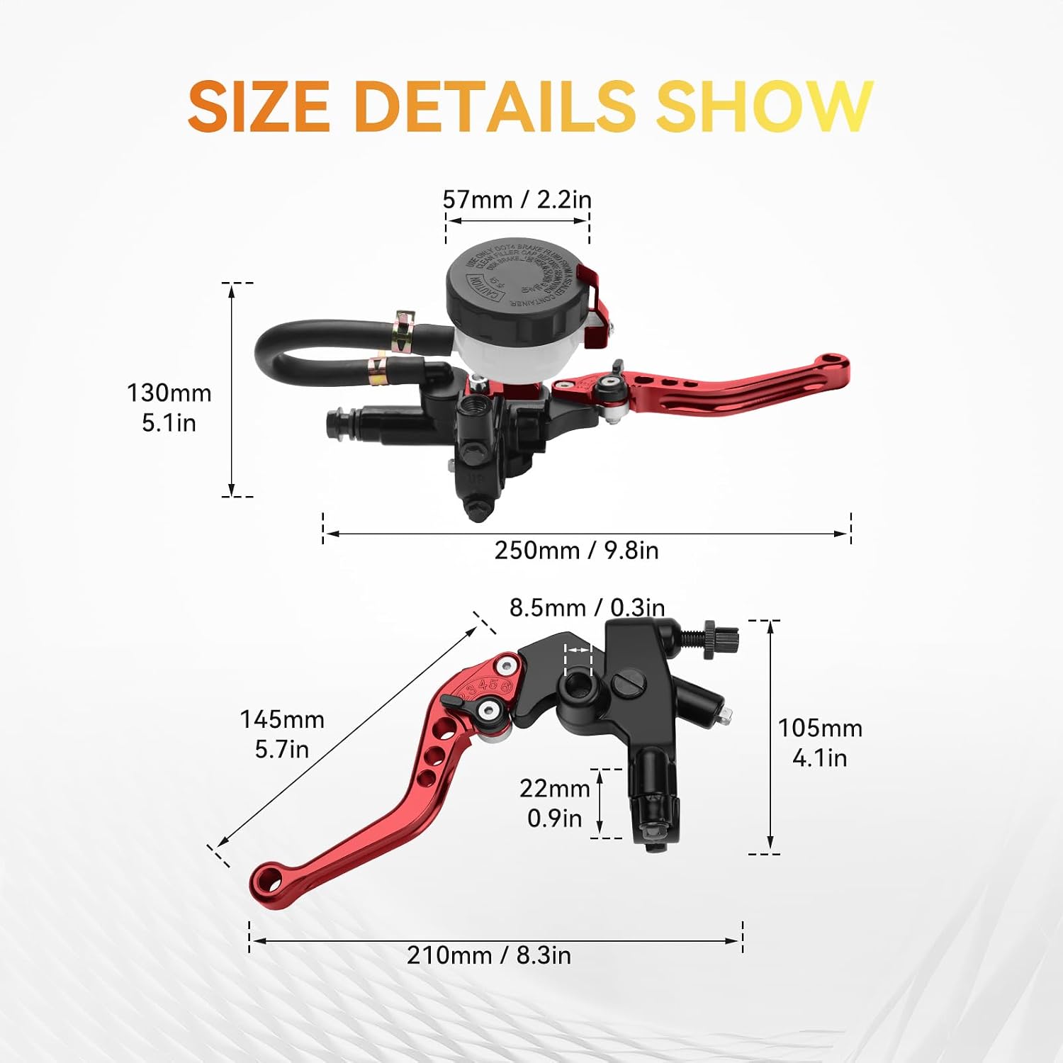 Motorcycle Brake Clutch Lever 7/8" 22mm Hydraulic Master Cylinder Reservoir Universal CNC Brake Pump Lever Set Fit for Yamaha Honda Harley Kawasaki Suzuki (Red)