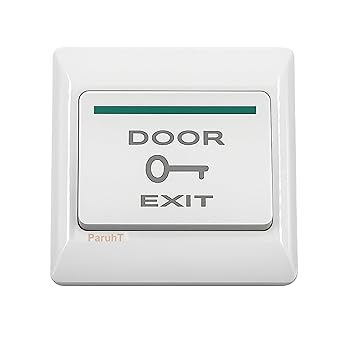 Push to Exit Button Switch LED Indicator, Door Access Control Exit Switch, NO/NC/COM Contact, 12V DC, Wall Mount 86x86mm, For RFID, Biometric & Magnetic Lock Systems, Off White PTE1S