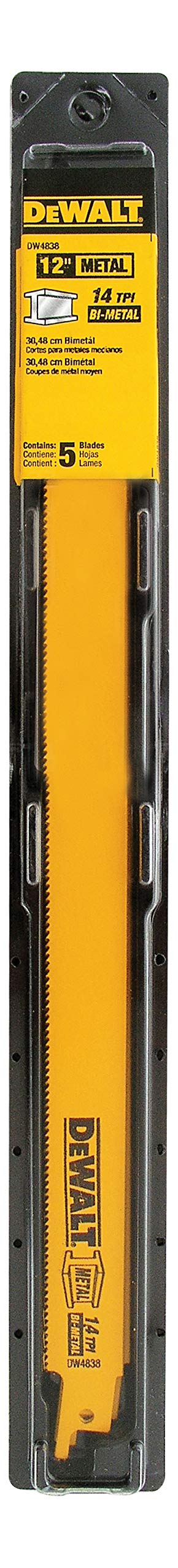 DEWALT DW4838 12 pulgadas 14 TPI hoja de sierra recta, bimetálica, 5 unidades